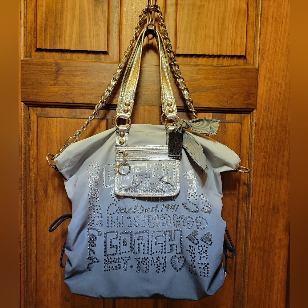 Coach Poppy Ombre Storypatch Spotlight Rhinestone XL Shoulder Bag Tote 15312